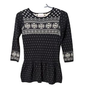 Hanna‎ Andersson Black and White Nordic Snowflake Sweater Dress Size 6-7 (120cm)